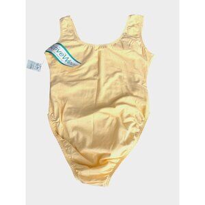 VTG 90s ActiveWear Bodysuit Leotard L Yellow NWT Made in USA Balletcore Retro